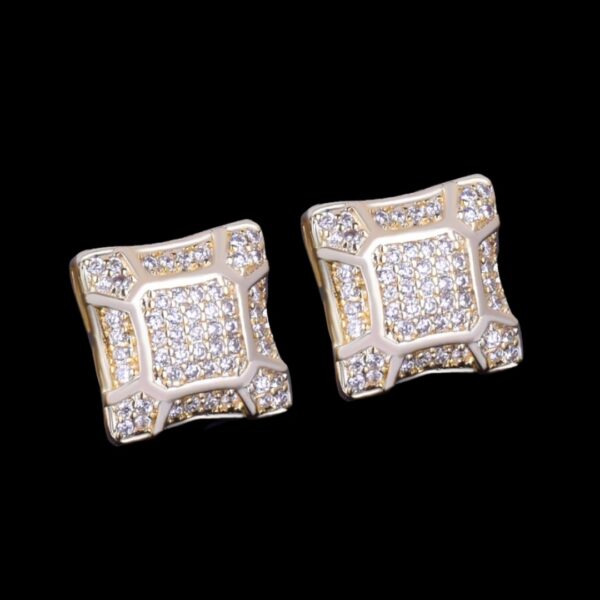 11MM Sunshine Screw Back Iced Out Diamond Stud Earrings