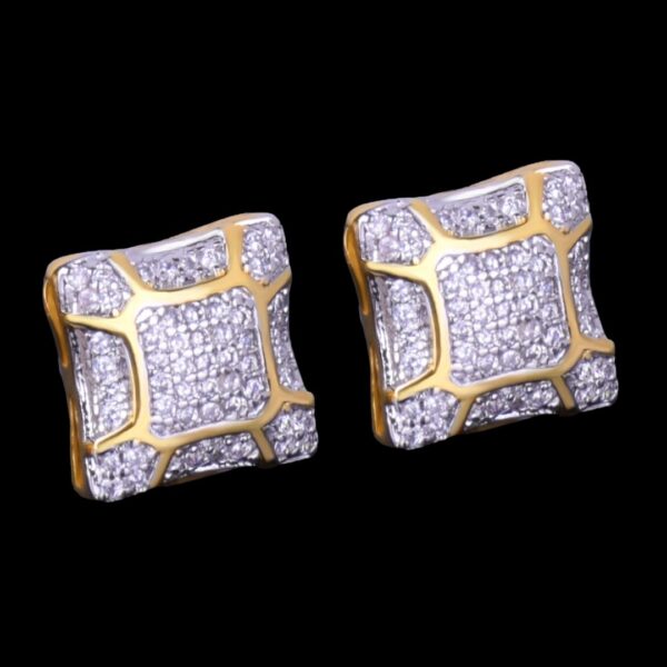 11MM Sunshine Screw Back Iced Out Diamond Stud Earrings