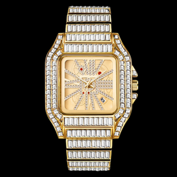 Square Fully Diamond Date Iced Out Diamond Watch