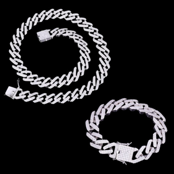 14MM Miami Cuban Link Iced Out Diamond Necklace Bracelet Set