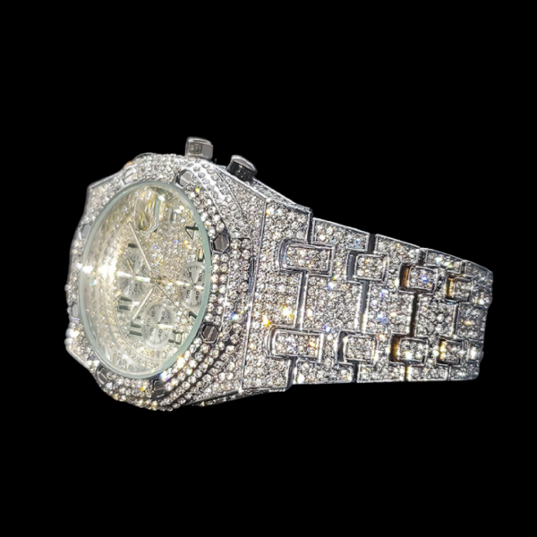 Bust Down Date Chronograph Iced Out Diamond Watch