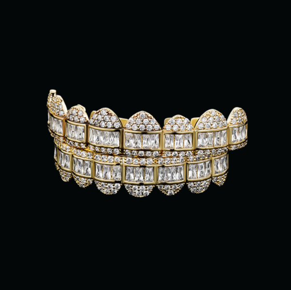 Baguette Paved Setting Iced Out Diamond Grillz