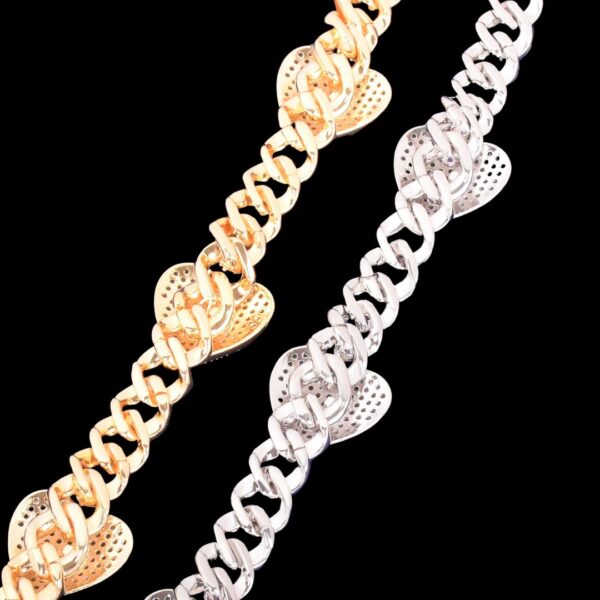 10MM Heart Miami Cuban Link Iced Out Diamond Necklace Chain