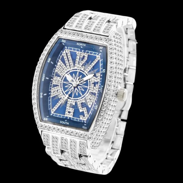 Star Sky Compass Dial Bling Iced Out Diamond Watch