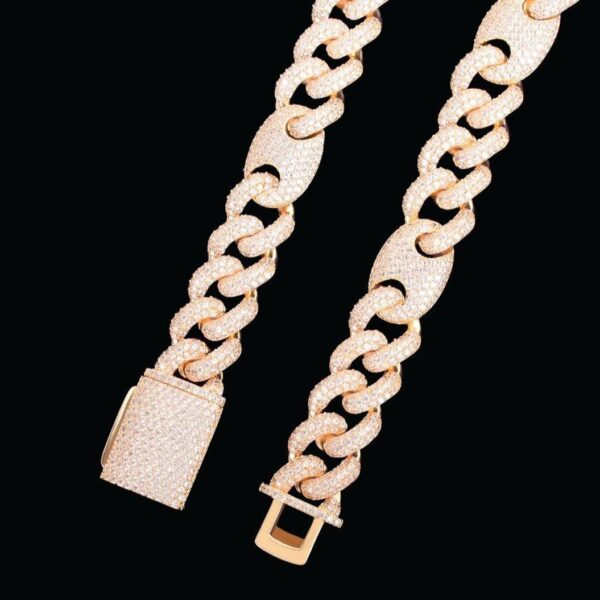 12MM Miami Cuban Bean Link Iced Out Diamond Necklace Chain