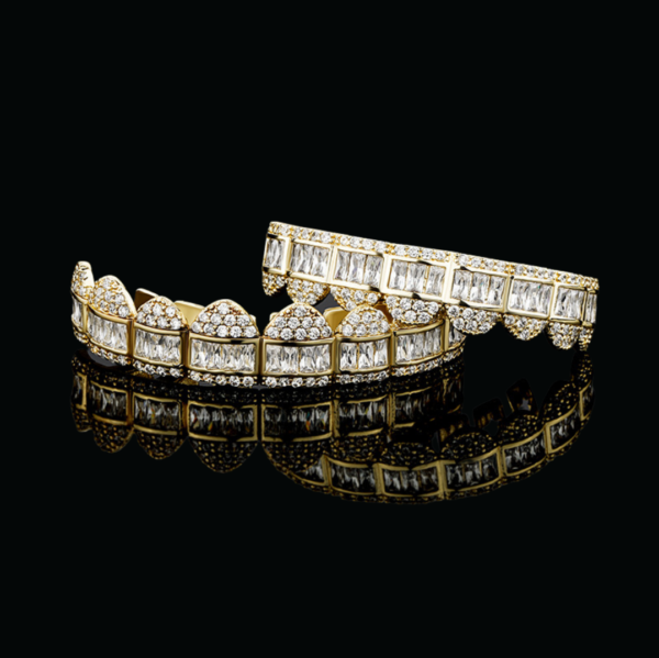 Baguette Paved Setting Iced Out Diamond Grillz