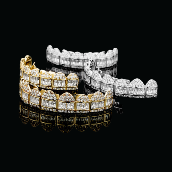 Baguette Paved Setting Iced Out Diamond Grillz