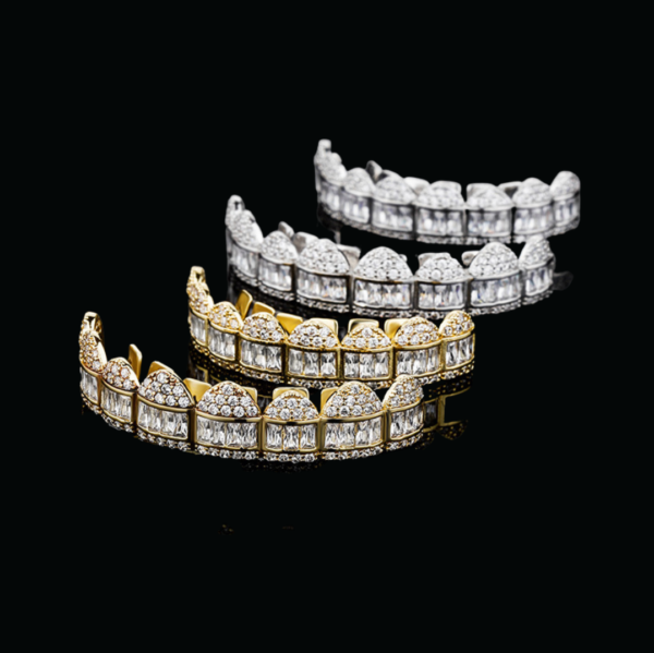 Baguette Paved Setting Iced Out Diamond Grillz