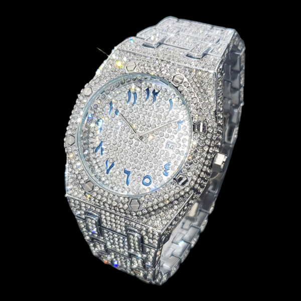 Bust Down Date Arabic Numerals VVS Iced Out Diamond Watch