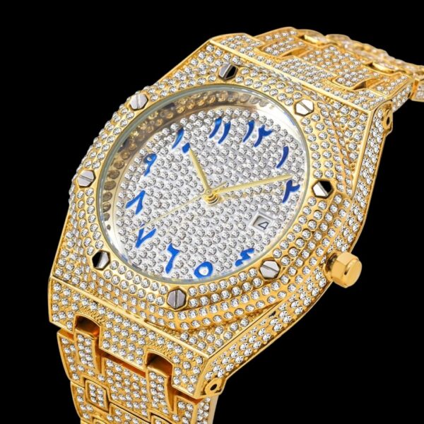 Bust Down Date Arabic Numerals VVS Iced Out Diamond Watch