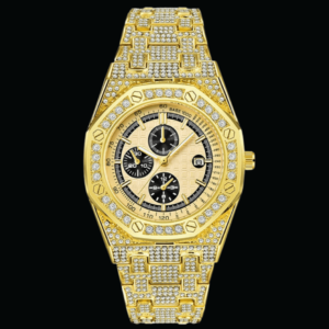 Date Blacked Chronograph Iced Out Diamond Watch