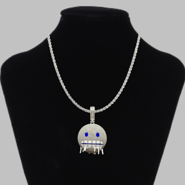 Iceman Blue Eyed Drippy Mouth Iced Out Diamond Pendant Necklace