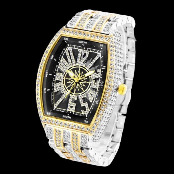 Star Sky Compass Dial Bling Iced Out Diamond Watch