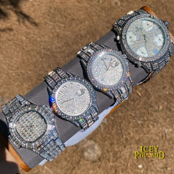 Arabic Numerals Date Iced Out Diamond Watch