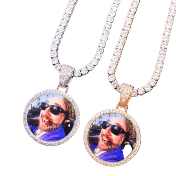 Round Tennis Custom Photo Picture Pendant Necklace