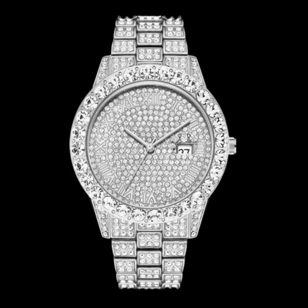 Roman Numerals Fully Stoned Dial Iced Out Diamond Watch