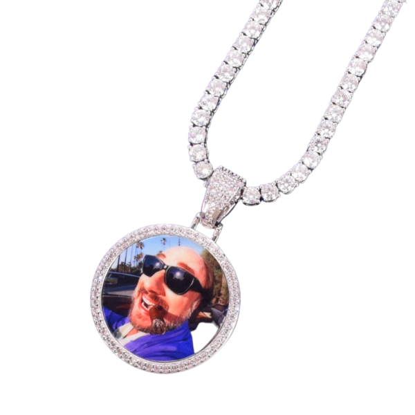 Round Tennis Custom Photo Picture Pendant Necklace