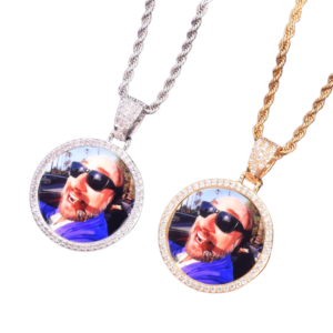 Round Tennis Custom Photo Picture Pendant Necklace