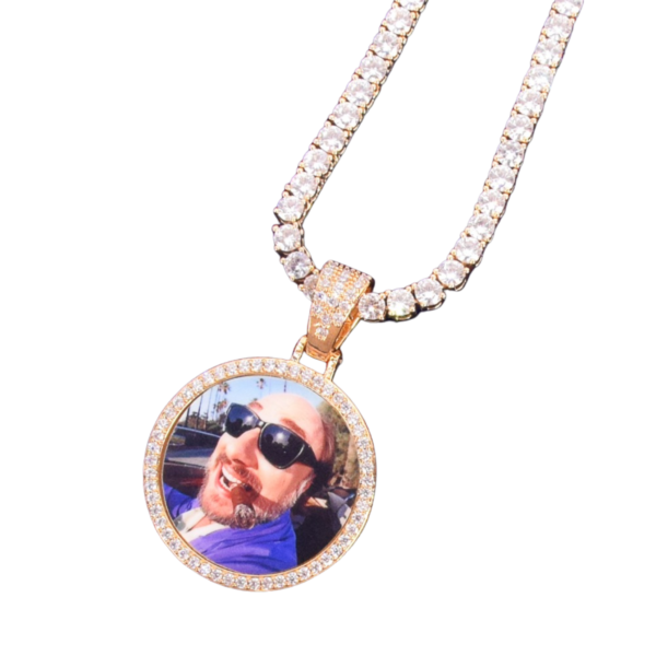 Round Tennis Custom Photo Picture Pendant Necklace