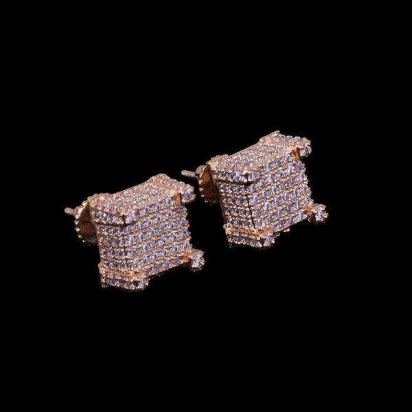 10MM Cursive Tennis Screw Back Iced Out Diamond Stud Earrings