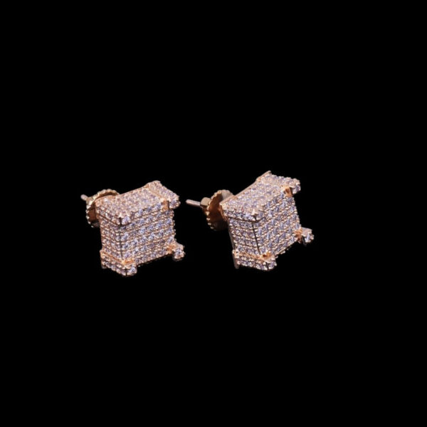 10MM Cursive Tennis Screw Back Iced Out Diamond Stud Earrings