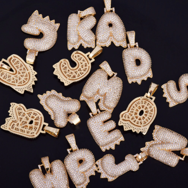 Drippy Letters Iced Out Personalized Custom Name Necklace Pendant