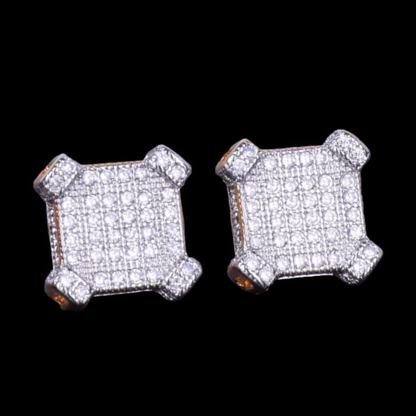 10MM Sapphire Squares Iced Out Diamond Stud Earrings