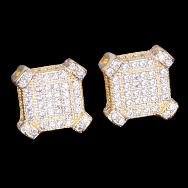 10MM Sapphire Squares Iced Out Diamond Stud Earrings