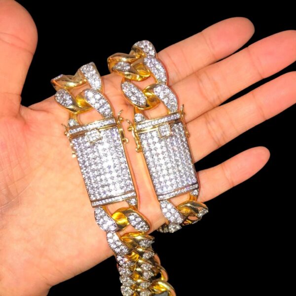 15MM VVS Chunky Miami Cuban Iced Out Diamond Necklace Bracelet Set