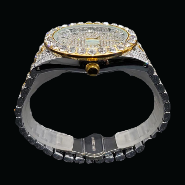 Arabic Numerals Date Iced Out Diamond Watch