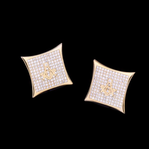 12MM Sharp Cursive Iced Out Diamond Stud Earrings