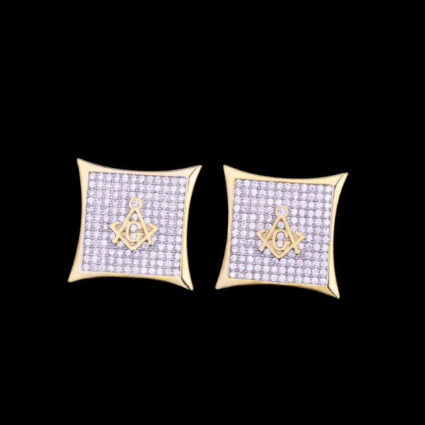 12MM Sharp Cursive Iced Out Diamond Stud Earrings