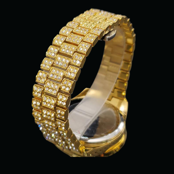 Arabic Numerals Date Iced Out Diamond Watch