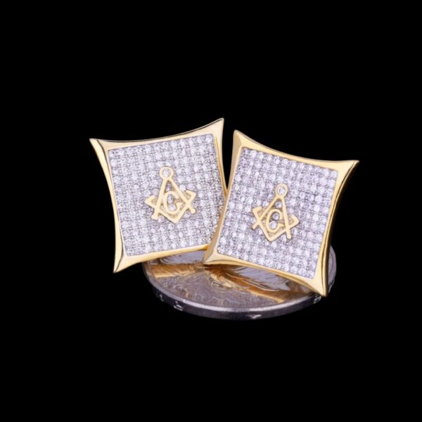 12MM Sharp Cursive Iced Out Diamond Stud Earrings