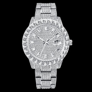 Double Diamond Baguette Numerals Iced Out Diamond Watch