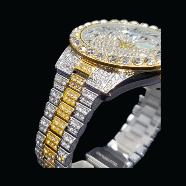 Arabic Numerals Date Iced Out Diamond Watch