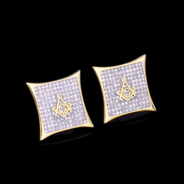 12MM Sharp Cursive Iced Out Diamond Stud Earrings