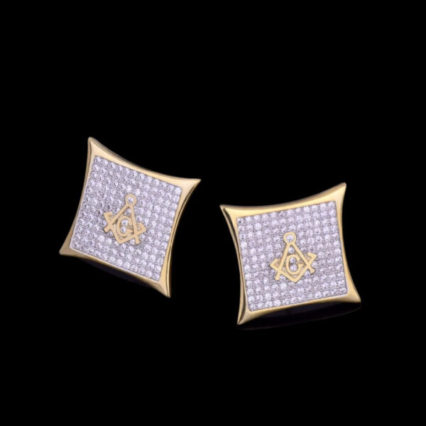 12MM Sharp Cursive Iced Out Diamond Stud Earrings