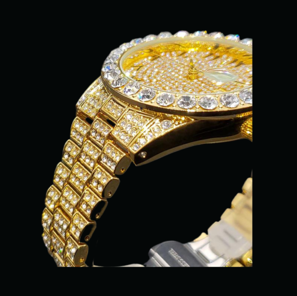 Arabic Numerals Date Iced Out Diamond Watch