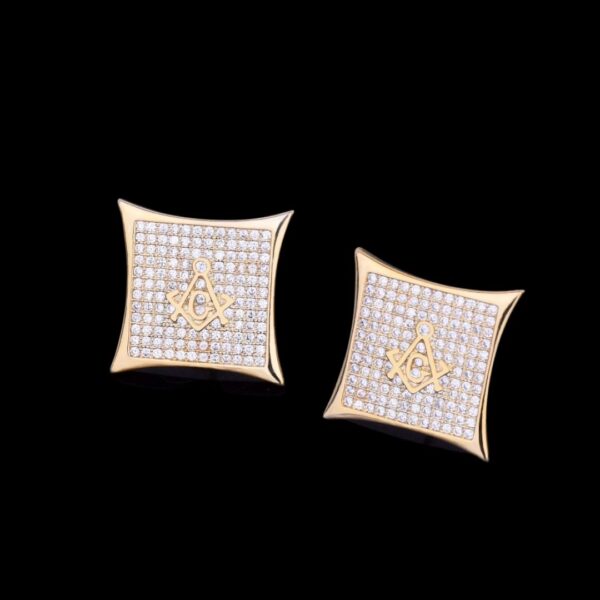 12MM Sharp Cursive Iced Out Diamond Stud Earrings