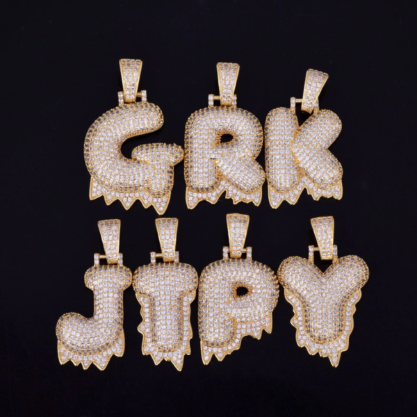 Drippy Letters Iced Out Personalized Custom Name Necklace Pendant