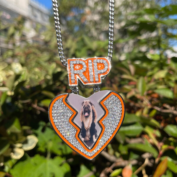 Broken Heart RIP Bail Glow In Dark Custom Photo Picture Pendant Necklace