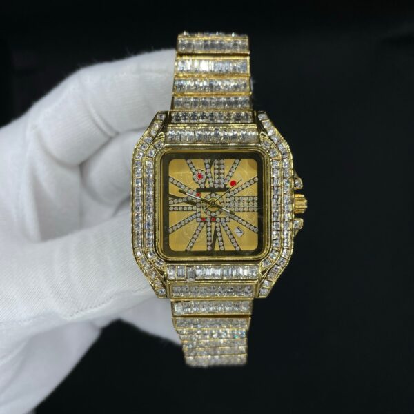 Square Fully Diamond Date Iced Out Diamond Watch