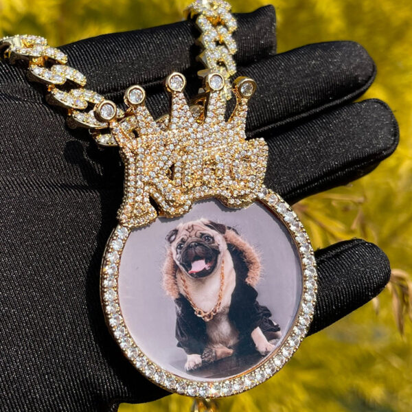 King Crown Bail Custom Photo Picture Pendant Necklace