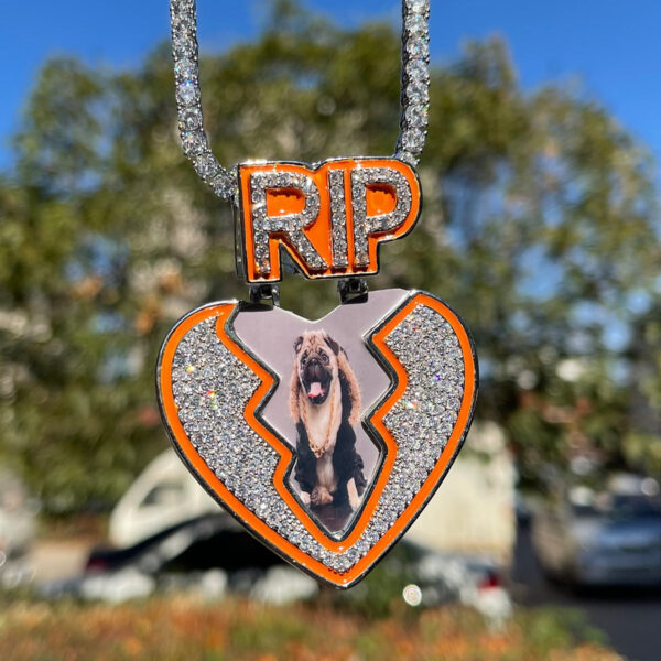 Broken Heart RIP Bail Glow In Dark Custom Photo Picture Pendant Necklace