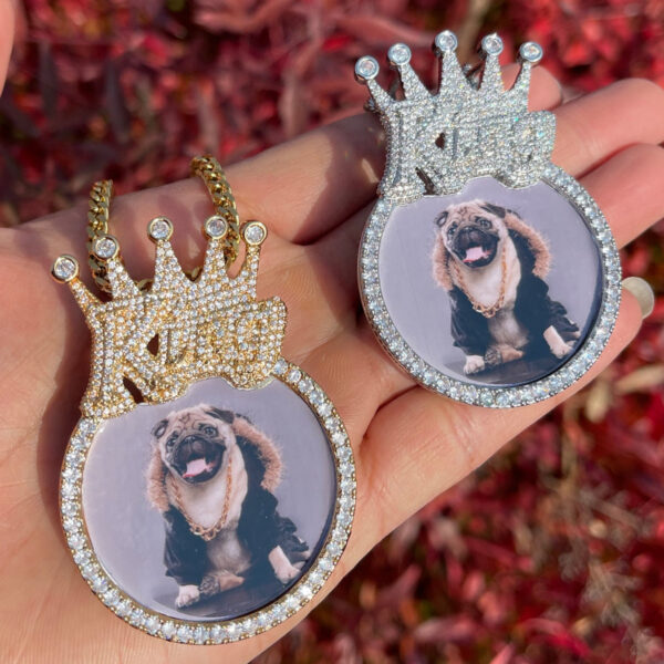 King Crown Bail Custom Photo Picture Pendant Necklace