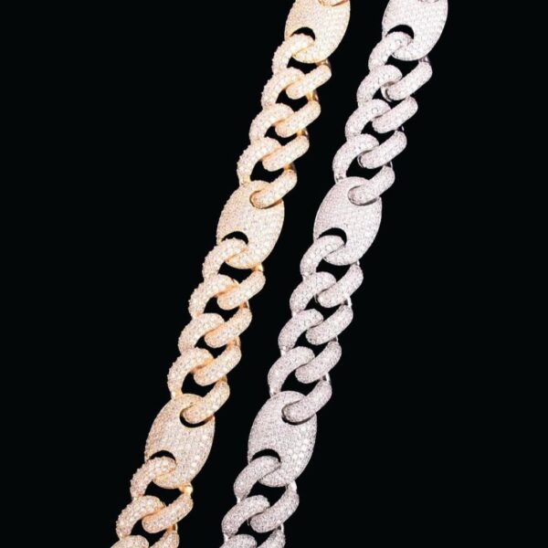 12MM Miami Cuban Bean Link Iced Out Diamond Necklace Chain