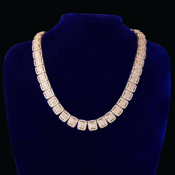 12MM Square Baguette Tennis Iced Out Diamond Necklace Chain