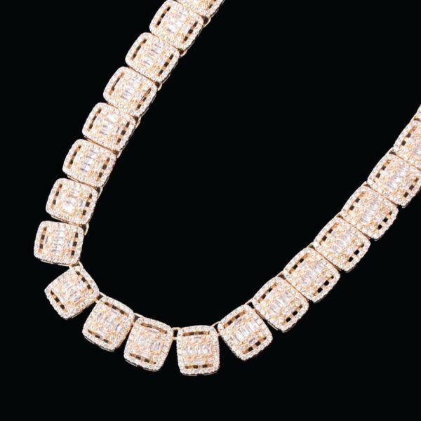 12MM Square Baguette Tennis Iced Out Diamond Necklace Chain