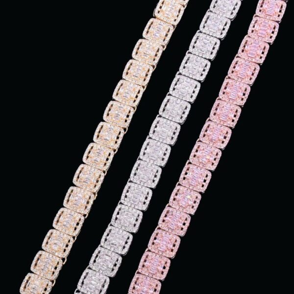 12MM Square Baguette Tennis Iced Out Diamond Necklace Chain